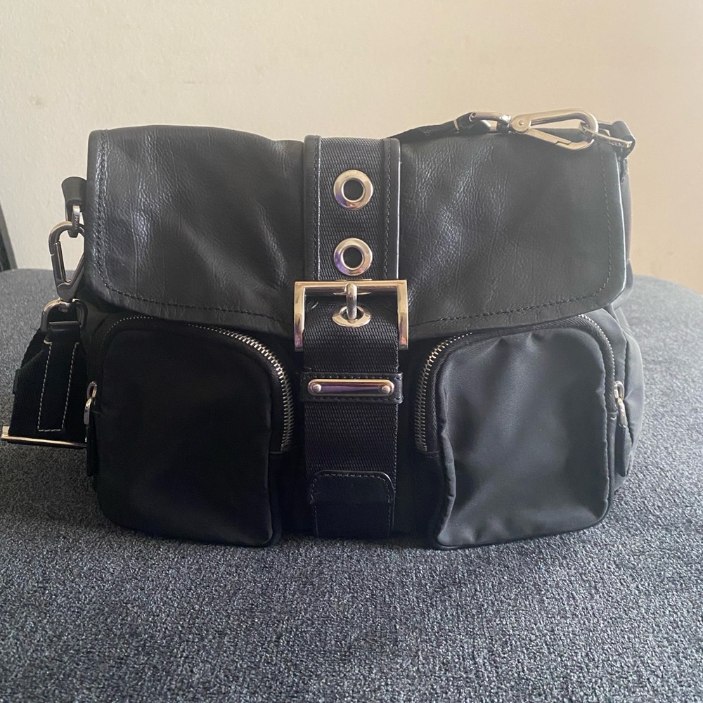 • SOLD• Black  PRADA Nylon Saffiano Vela Messenger Bag